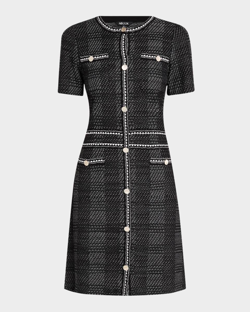 Bold Plaid Knit Sheath Dress - Modern Fit